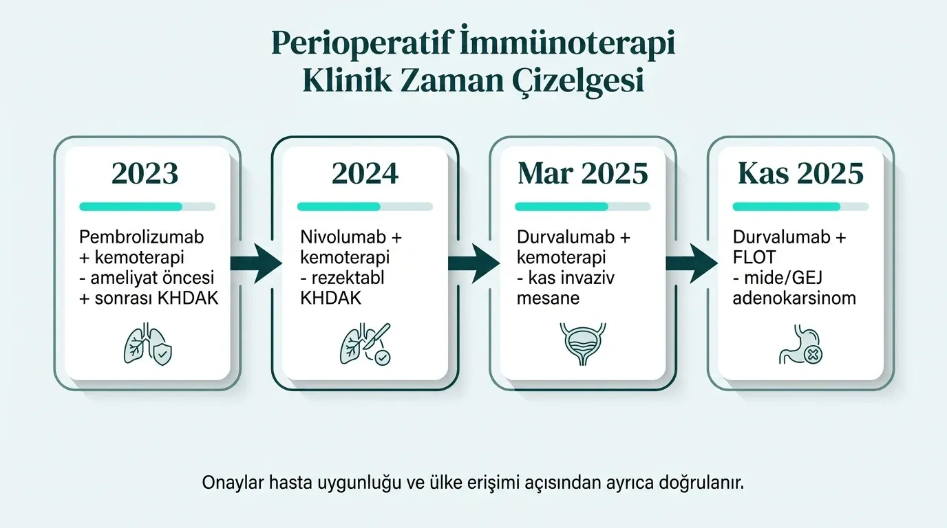 Perioperatif immünoterapi onay zaman çizelgesi 2024-2026
