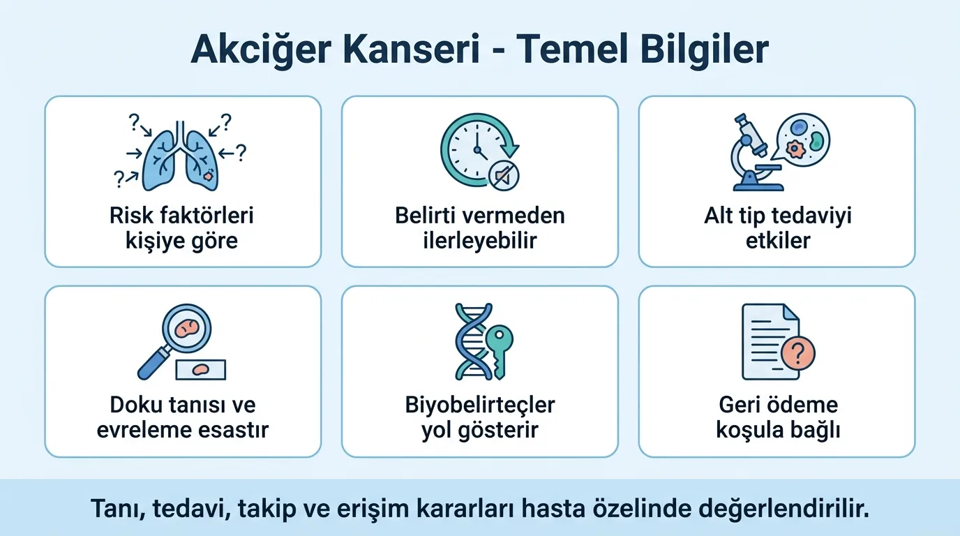 Akciğer kanseri temel bilgiler ikon seti