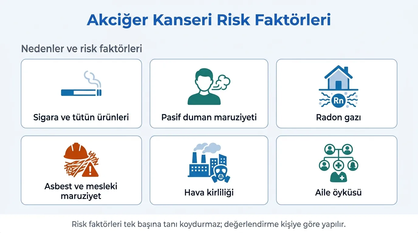 Akciğer kanseri risk faktörleri infografik