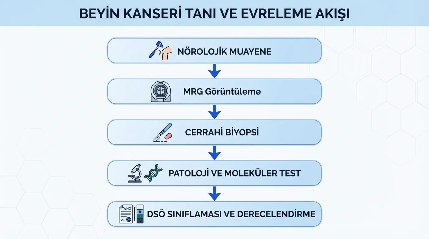 Beyin kanseri tanı süreci akış diyagramı