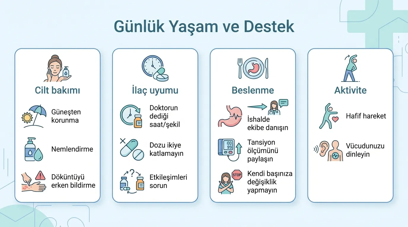 Hedefe yönelik tedavi günlük yaşam önerileri infografik