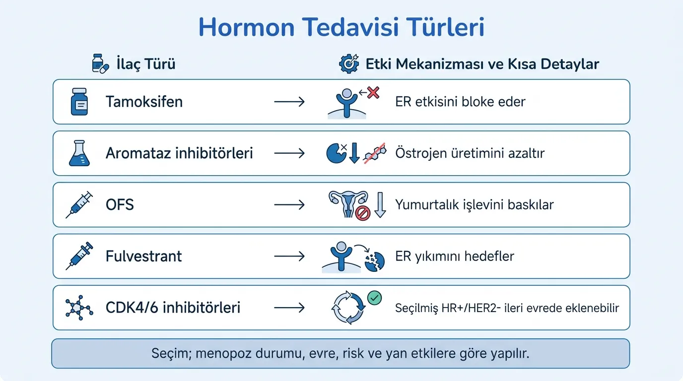 Hormon tedavisi ilaç türleri karşılaştırma tablosu