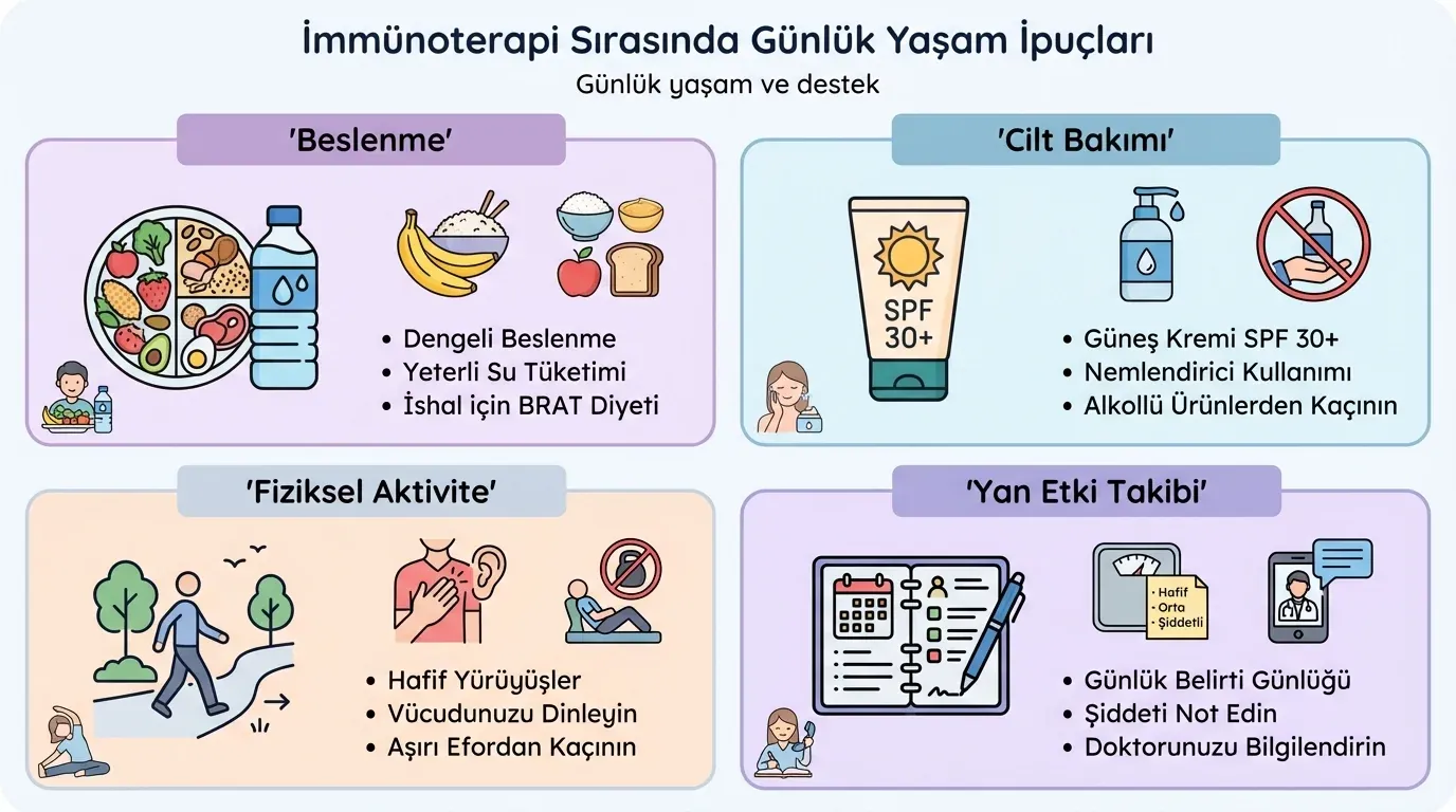 İmmünoterapi günlük yaşam önerileri infografik