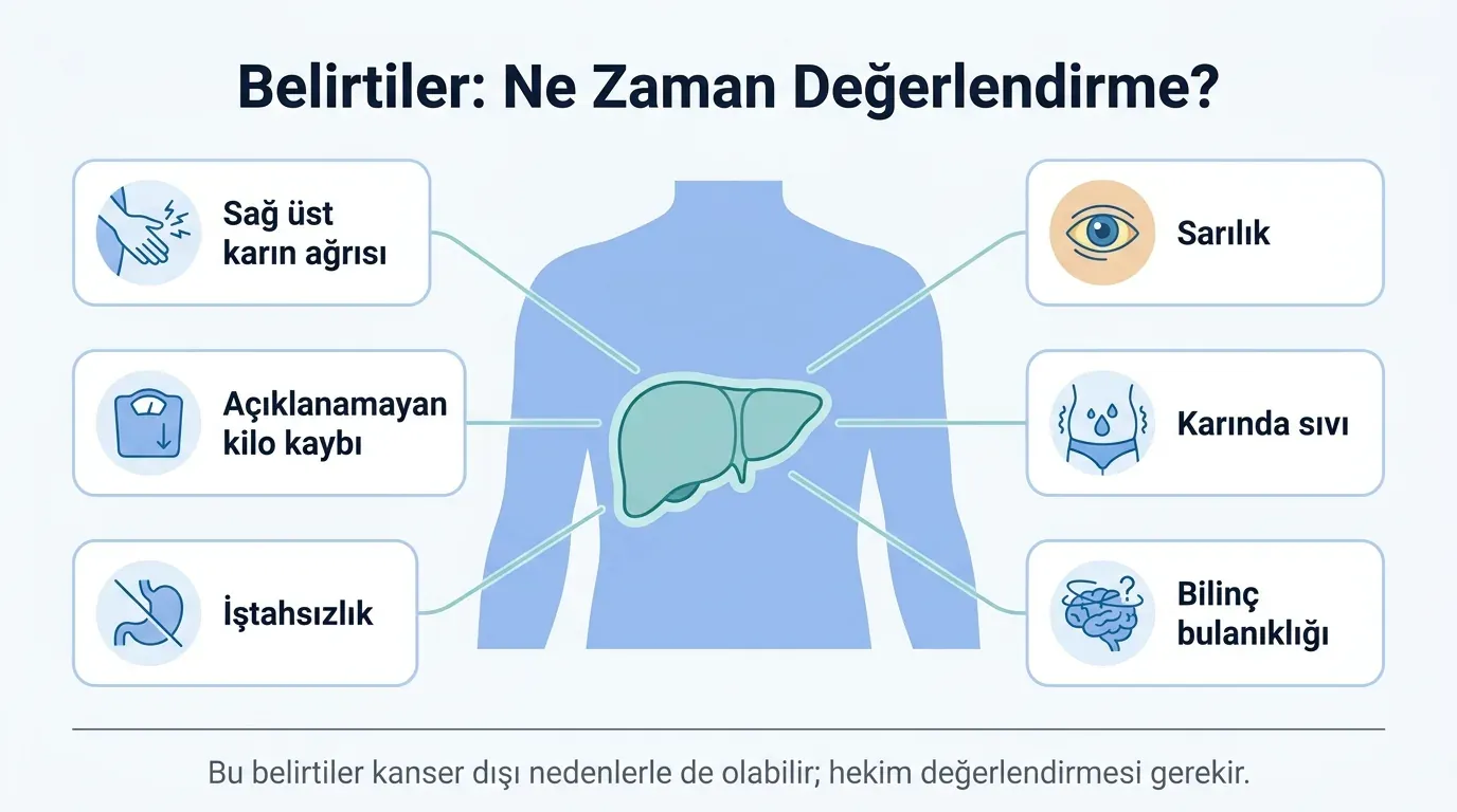 Karaciğer kanseri belirtileri vücut haritası