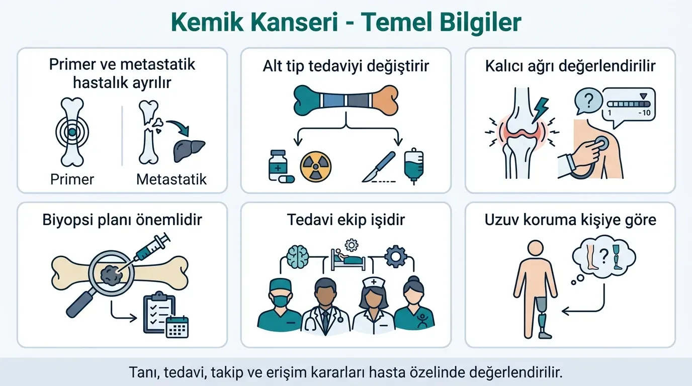 Kemik kanseri temel bilgiler ikon seti