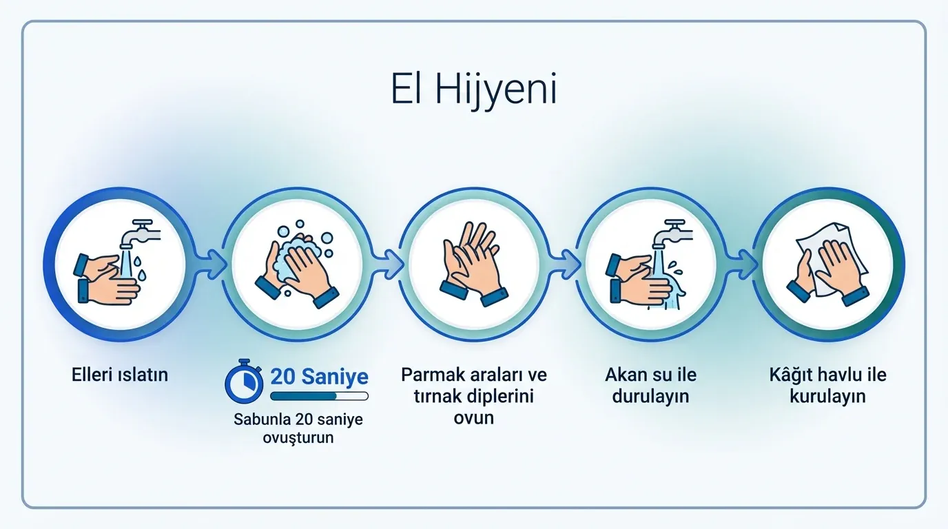 Doğru el yıkama adımları infografik