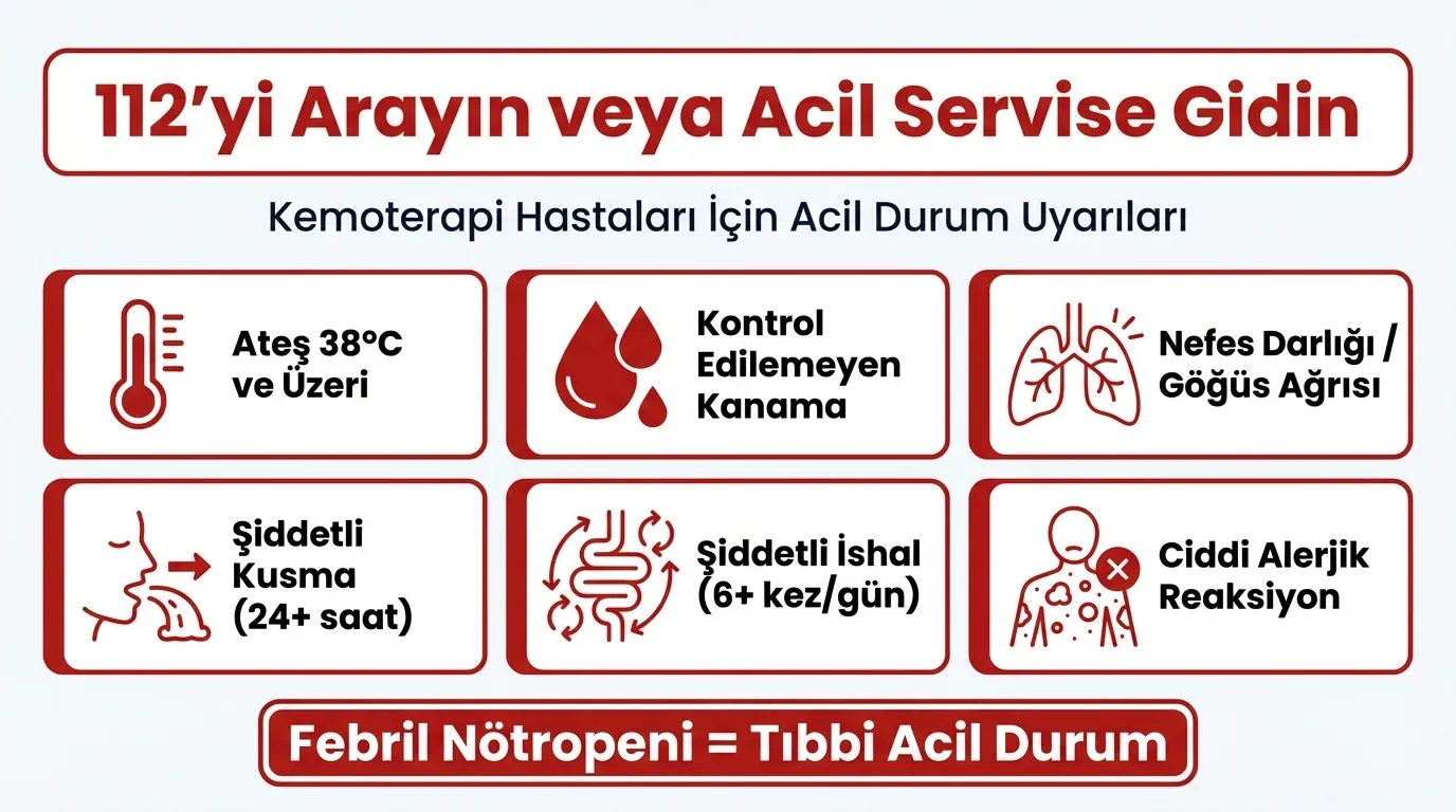 Kemoterapi acil durum uyarı infografik