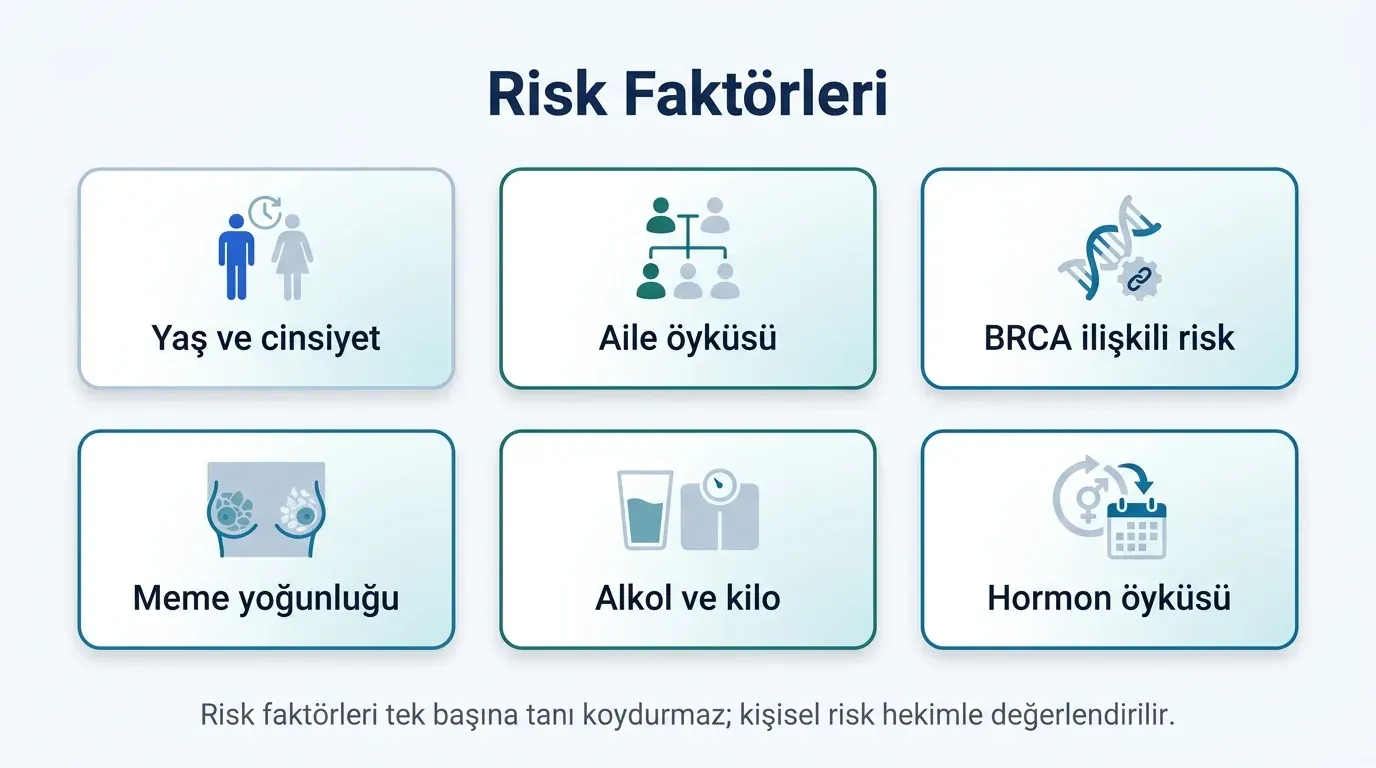 Meme kanseri risk faktörleri infografik