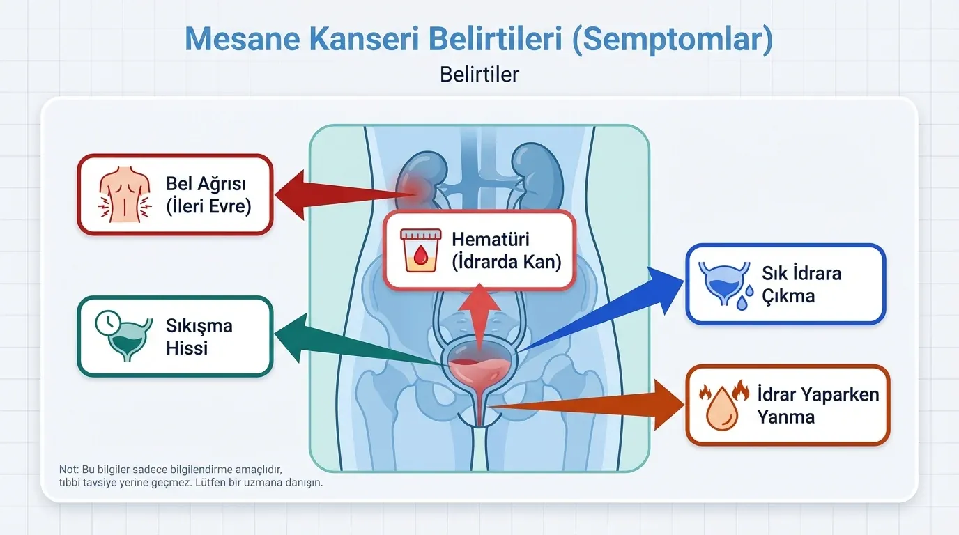 Mesane kanseri belirtileri infografik