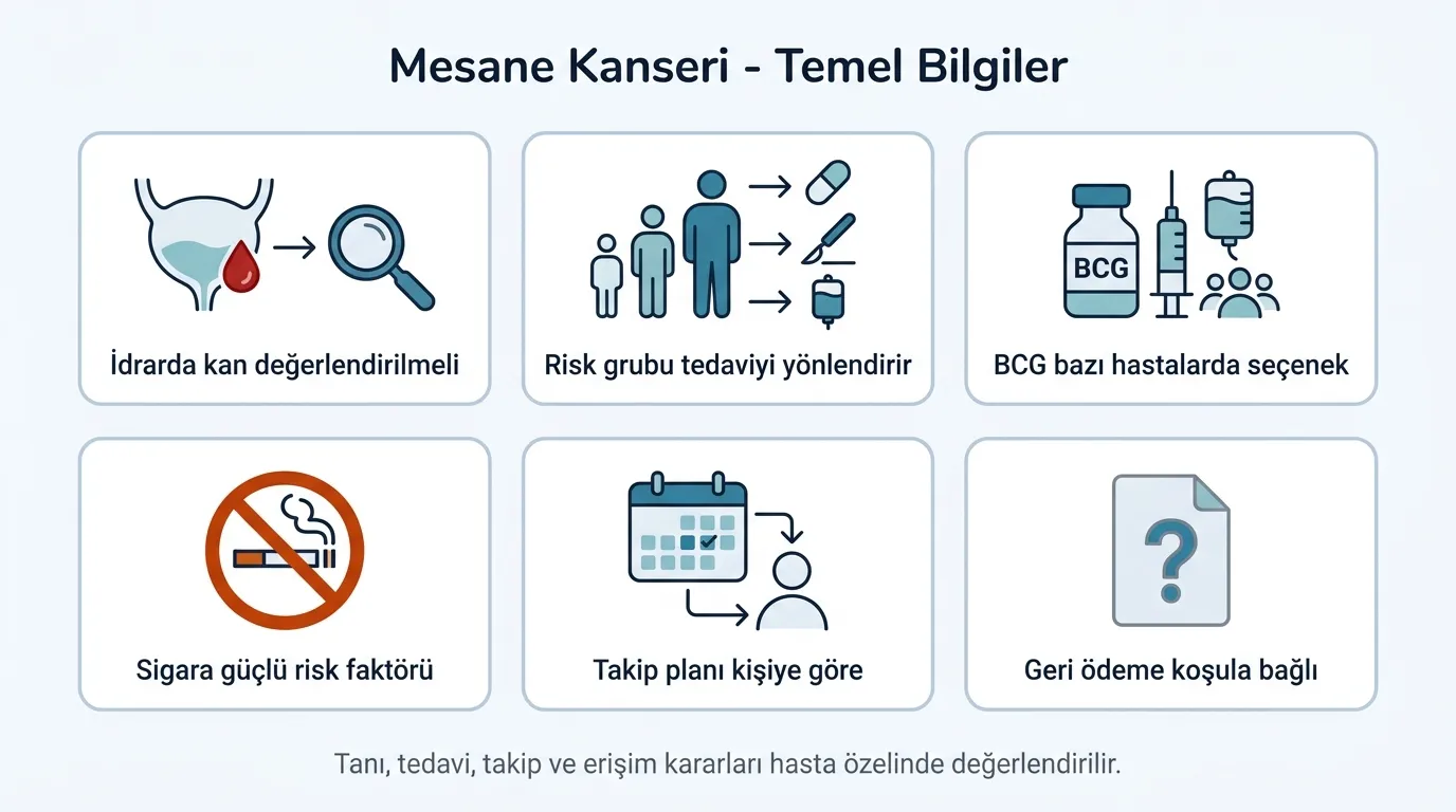Mesane kanseri temel bilgiler ikon seti