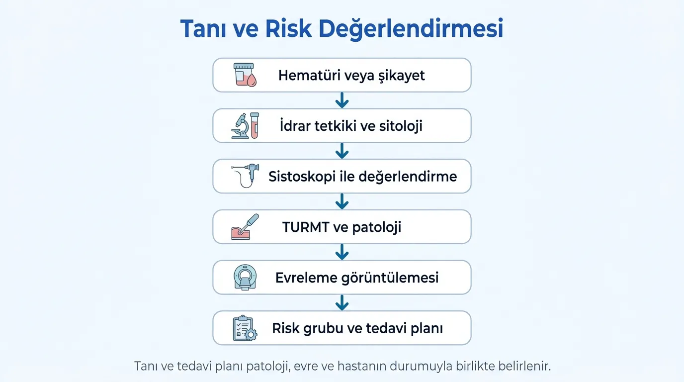 Mesane kanseri tanı süreci akış diyagramı