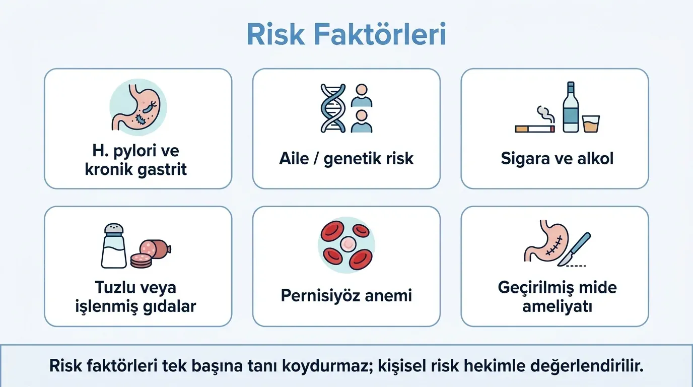 Mide kanseri risk faktörleri infografik