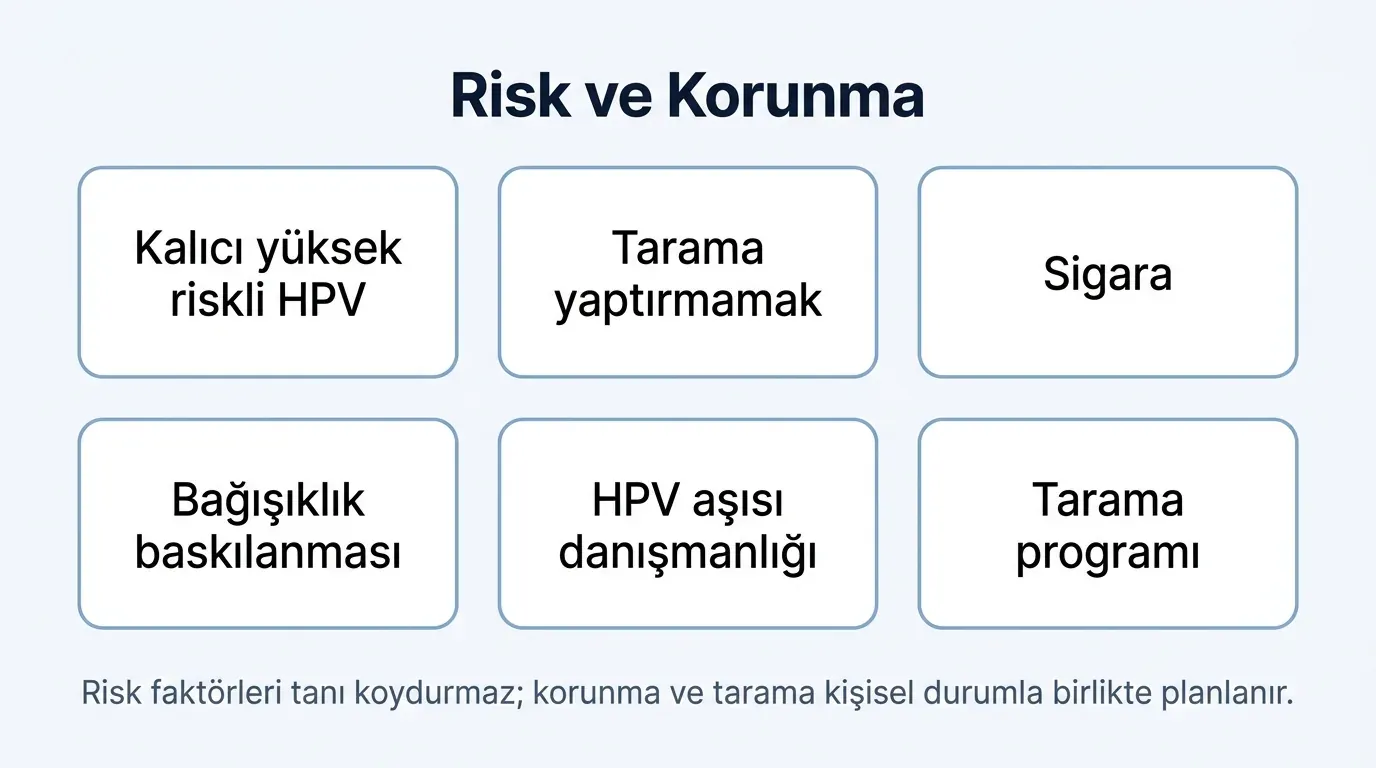 Serviks kanseri risk faktörleri ve korunma infografik